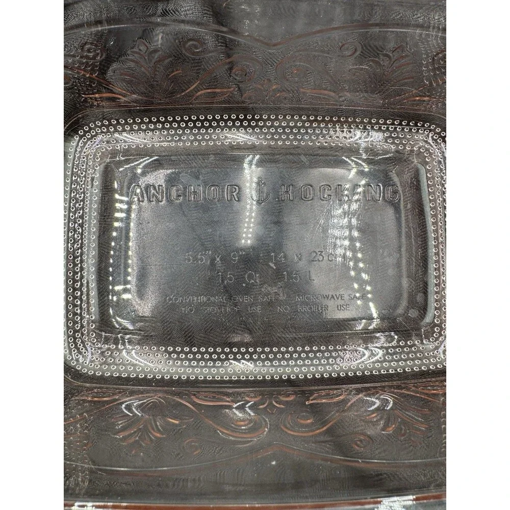 Anchor Hocking Rose water Laurel  Baking Pan Casserole Dish Pink USA